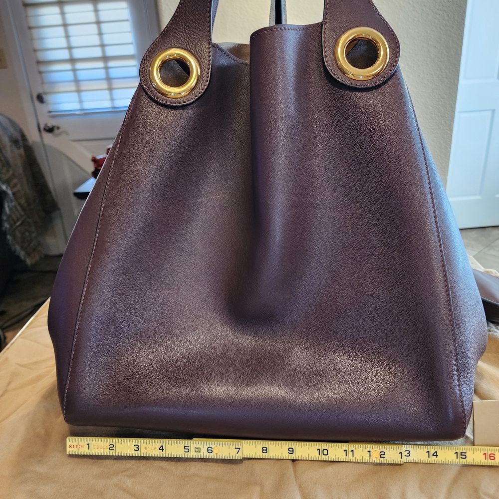 Burberry Purple Leather Tote with Gold Accents